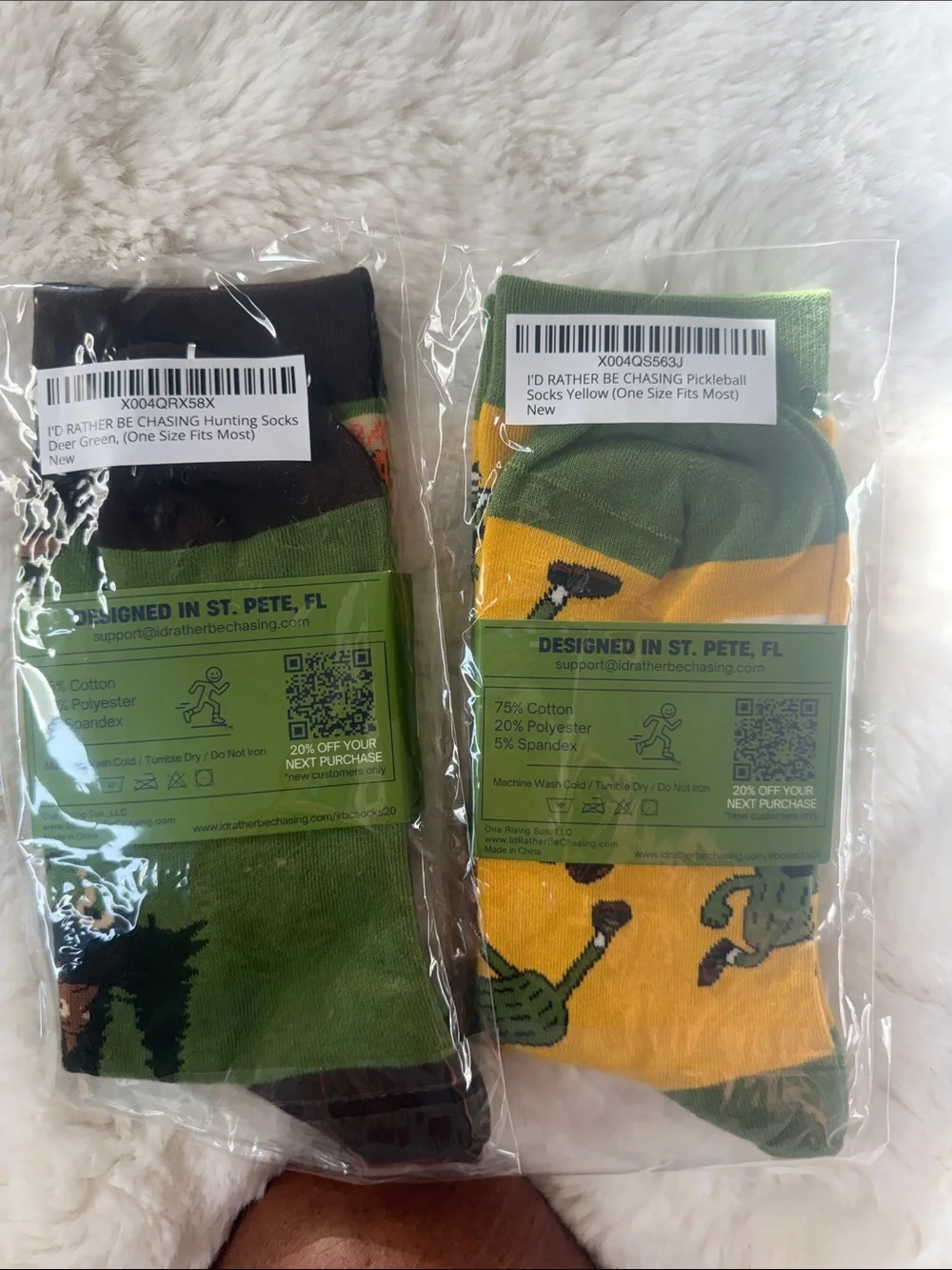 I'd Rather Be Chasing Novelty Crew Socks - Green & Yellow